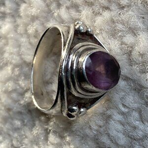 Sterling Silver and Amethyst Ring 5.5